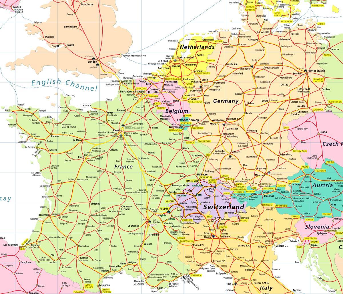 kort over eurail kort schweiz