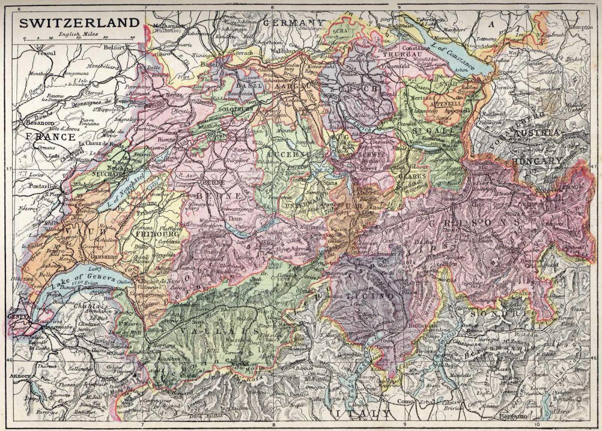 kort over gamle kort over schweiz