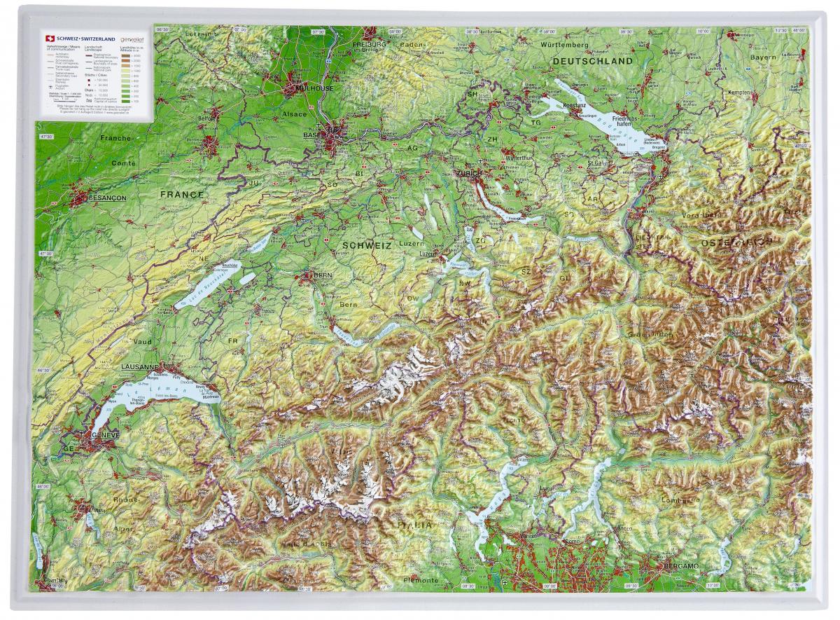 kort over schweiz 3d
