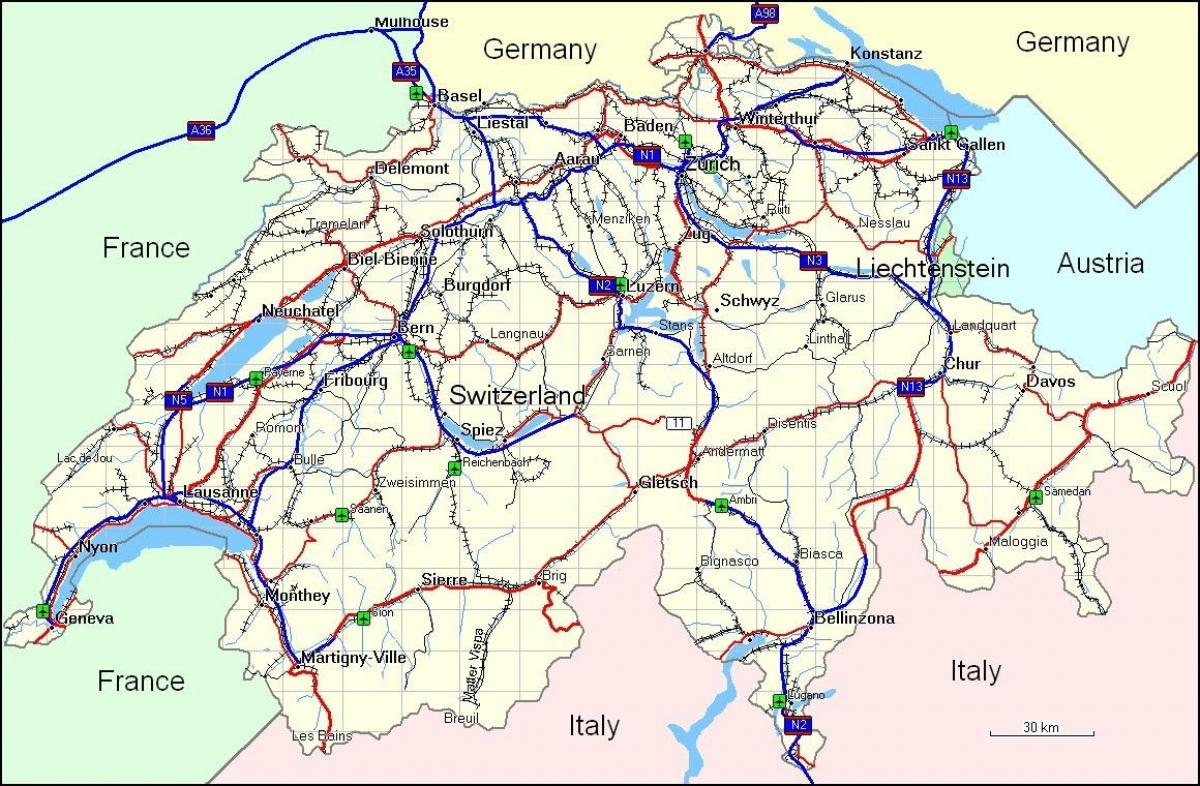 kort over schweiz ' bjerge