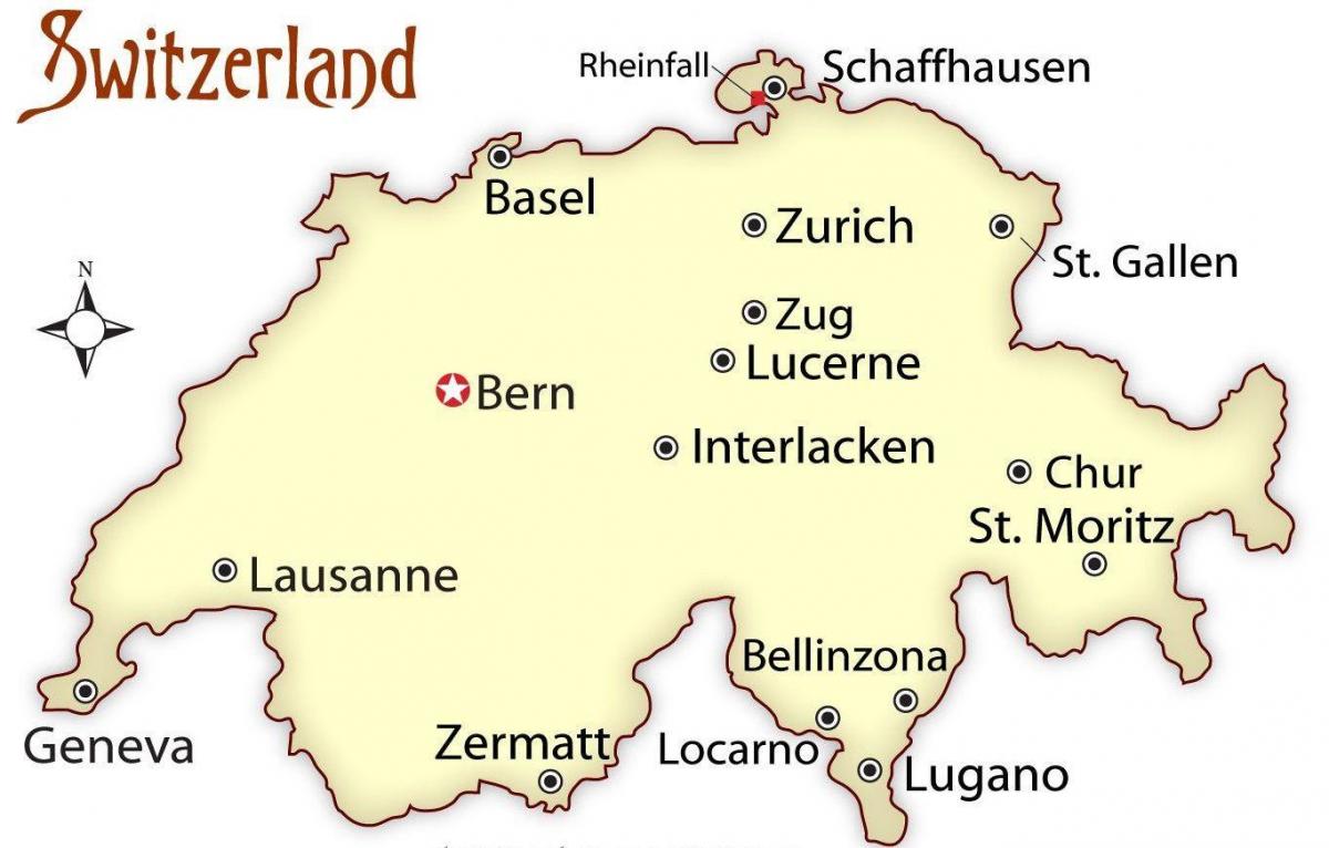 kort over schweiz kapital 