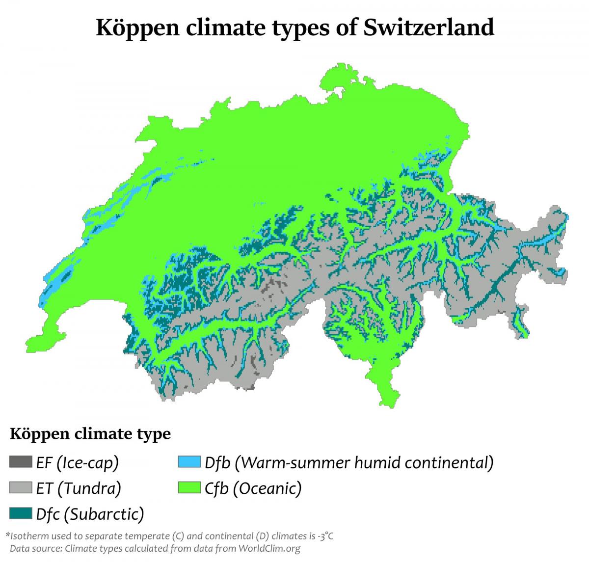 kort over schweiz klima