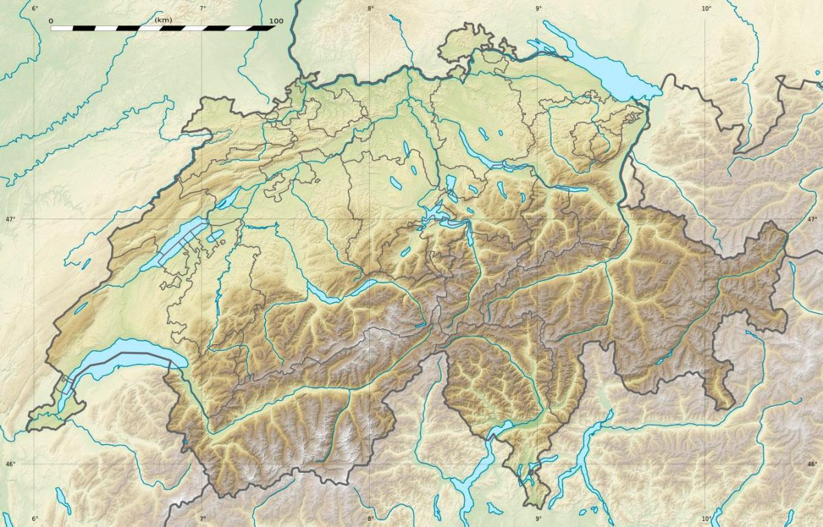 kort over schweiz relief