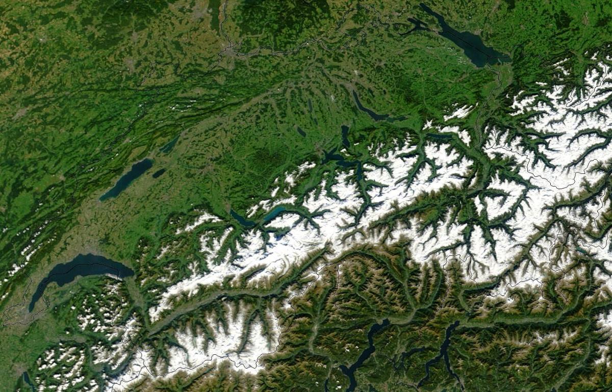 kort over schweiz satellit
