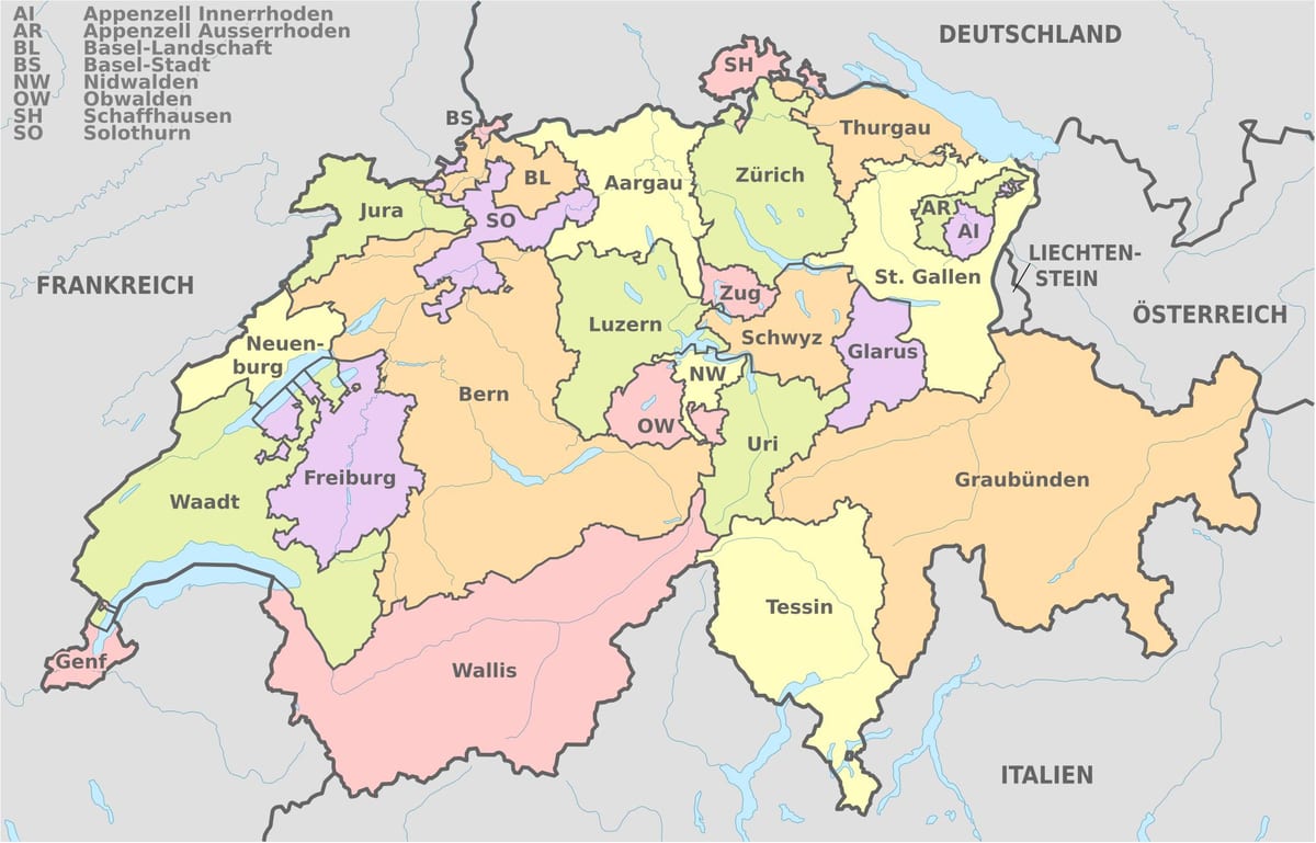 schweiz land kort