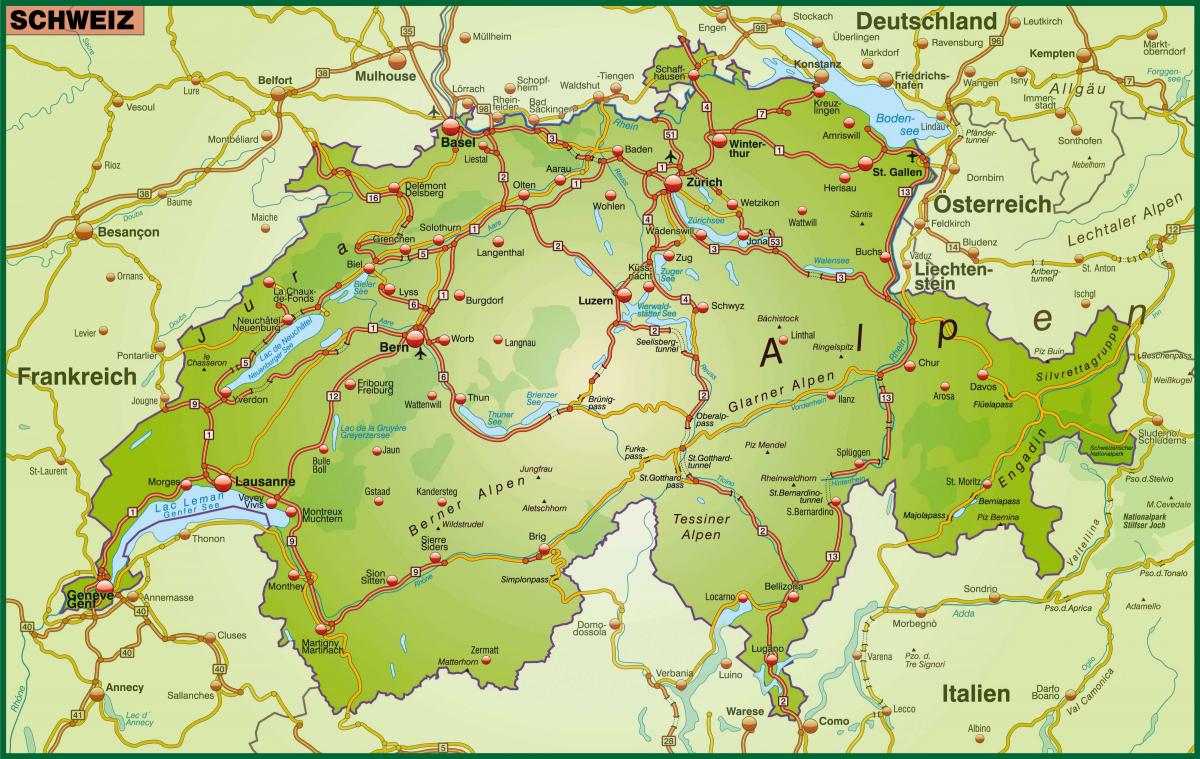 kort over gaden kort basel, schweiz