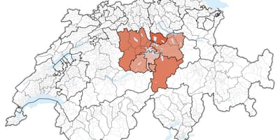 Kort over det centrale schweiz 