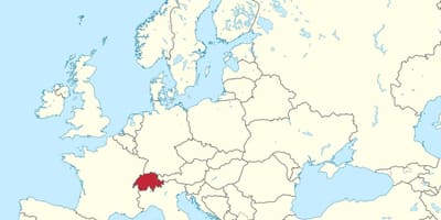 Verdenskort med schweiz fremhævet