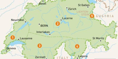 Kort over schweiz regioner