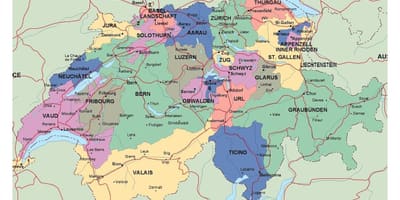Kort over schweiz med byer