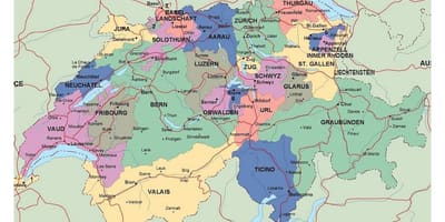 Detaljeret kort over schweiz